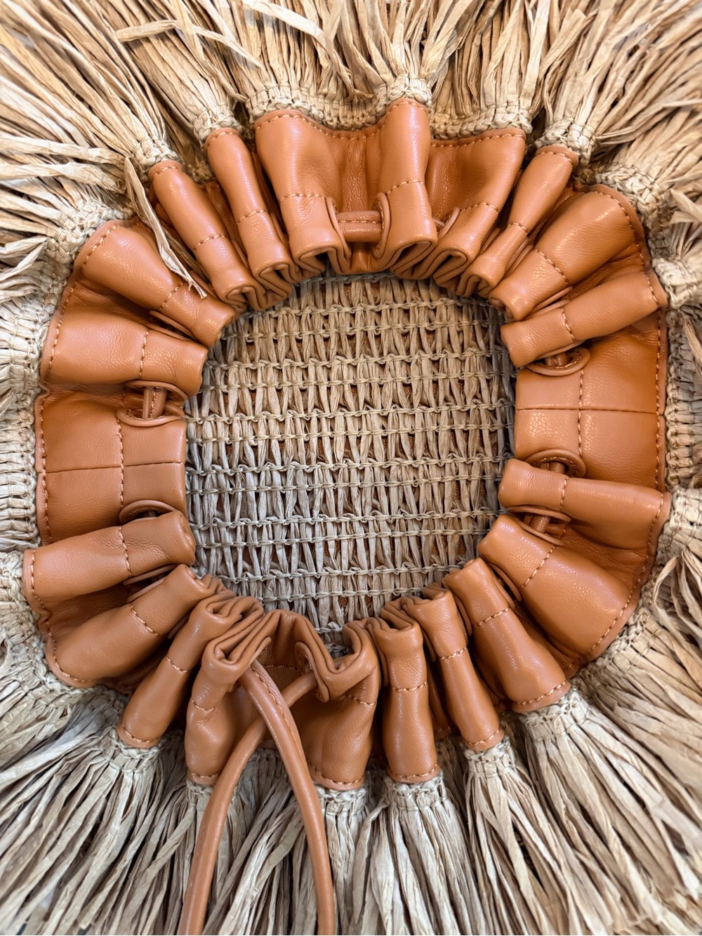 Simon Miller Scrunch Raffia Fringe Bag Pouch Clutch - Picture 8 of 9